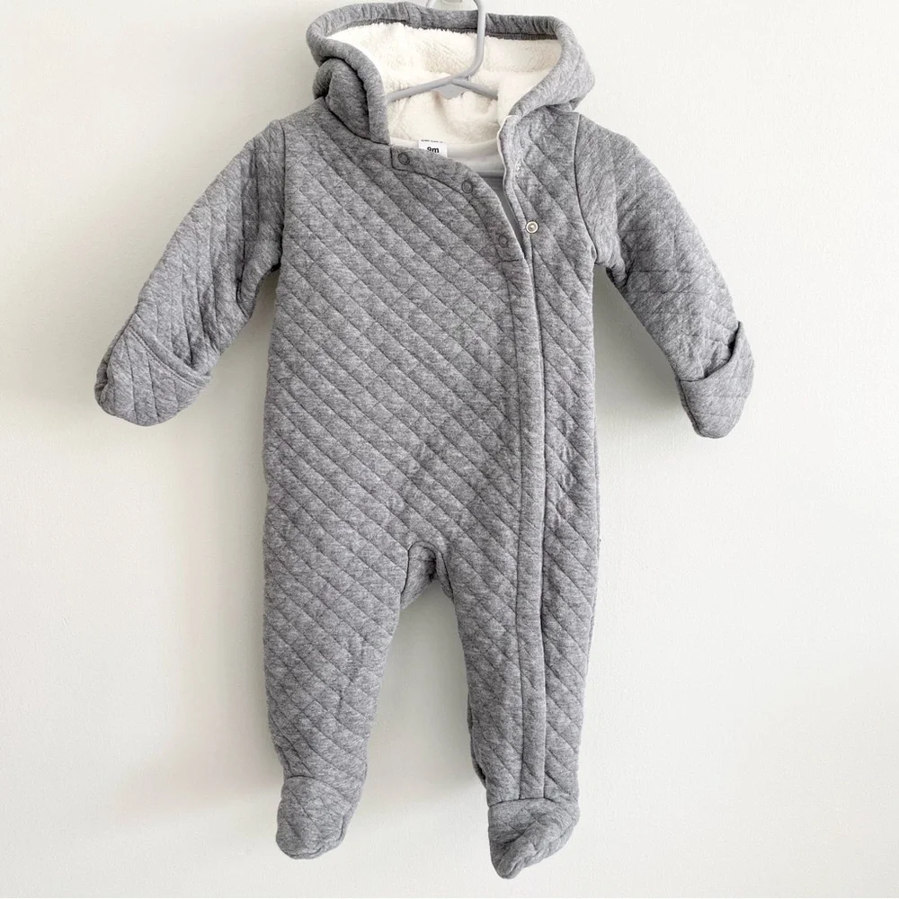 Carter’s Baby Grey Quilted Fleece Bunting Size 9 Months